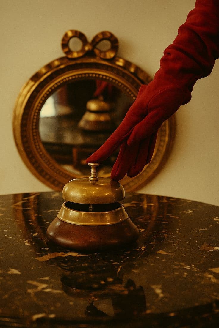 Gloved hand touching a service bell